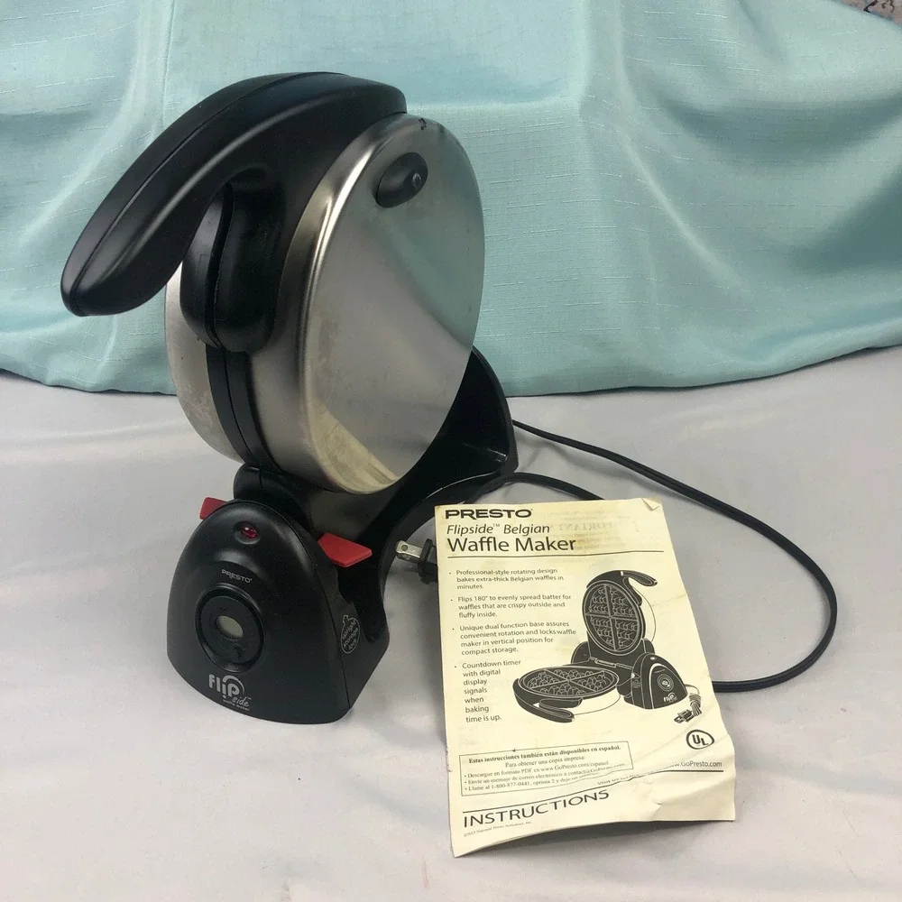 Presto FlipSide Belgian Waffle Maker 0351003 Rotating Nonstick WORKS!